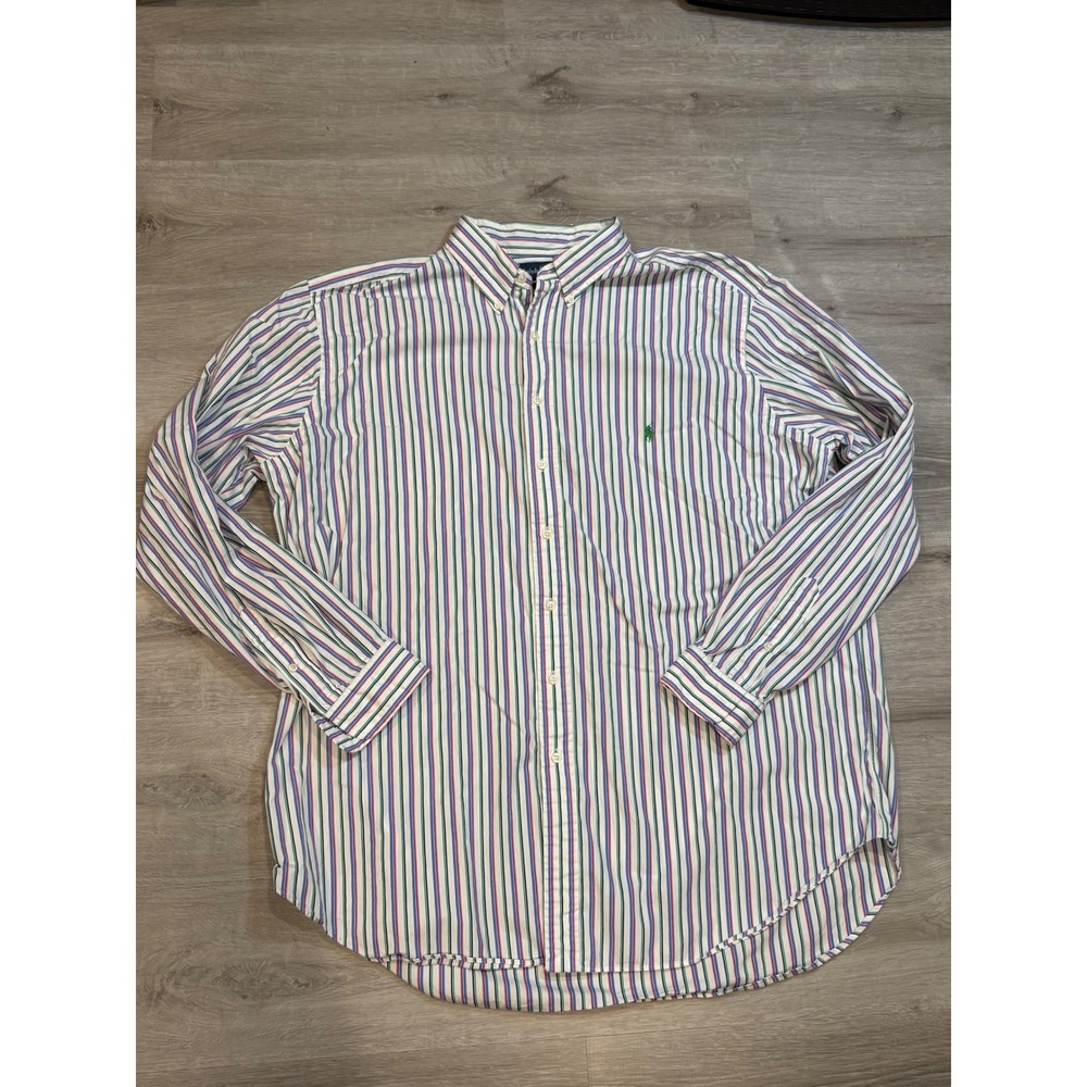 Ralph Lauren Classic Fit Striped Long Sleeve Button Up Shirt Men's 2XL‎